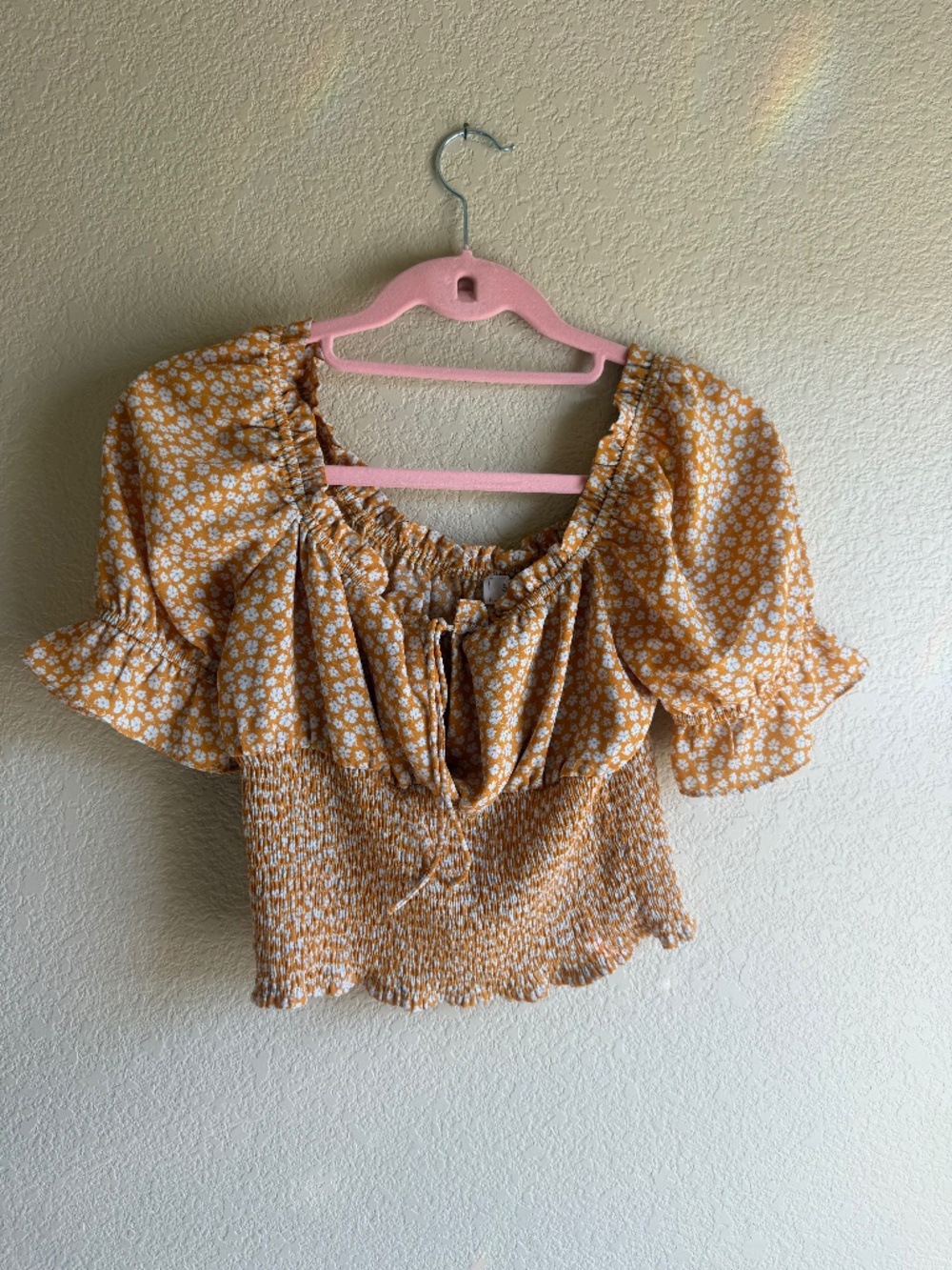 Sage the Label Floral Smocked Crop Top Size S